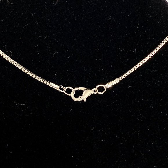 Luminous Butterflies Under Glass Pendant Orange Blue Silvertone Necklace 29.5” - Picture 4 of 6